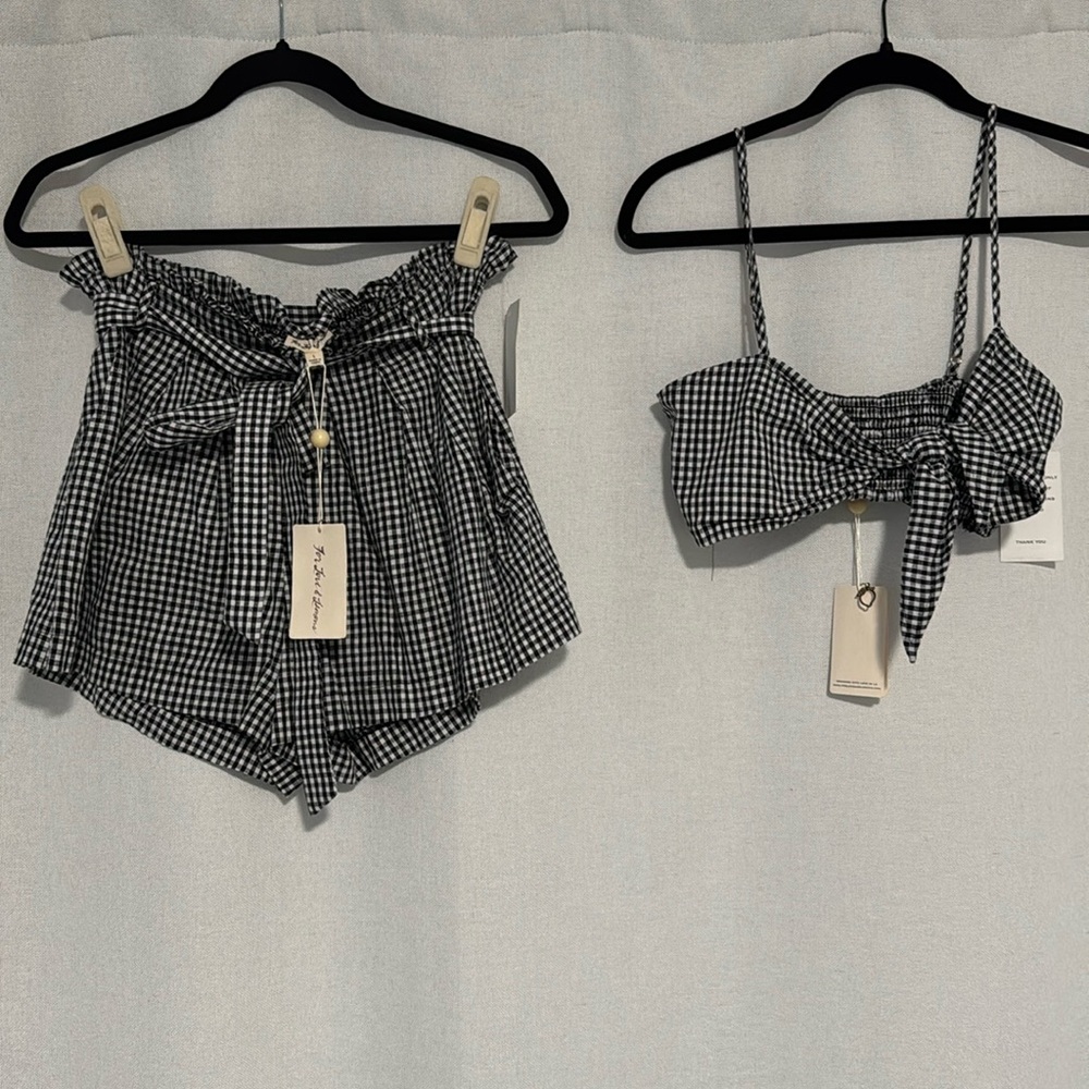 For Love And Lemons Black and White Gingham Shorts
